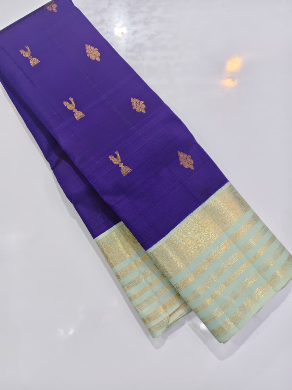 Navy Blue Kanchipuram Silk Saree with Rich Zari Work